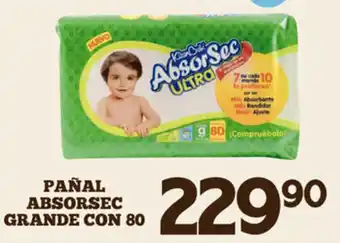 Alsuper Pañal Absorsec Grande Con 80 oferta