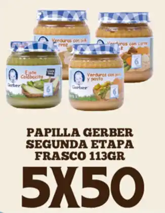 Alsuper Papilla Gerber Segunda Etapa Frasco 5x113g oferta
