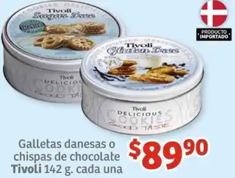 Soriana Híper Galletas danesas o chispas de chocolate Tivoli 142g oferta