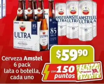 Cerveza Amstel 6 pack lata o botella, cada uno