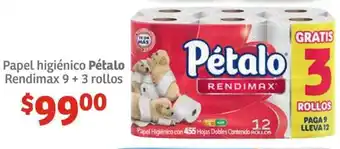 Soriana Híper Papel higiénico Pétalo Rendimax 9 + 3 rollos oferta