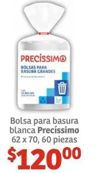 Soriana Híper Bolsa para basura blanca Precíssimo 62 x 70, 60 piezas oferta
