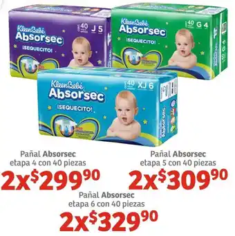 Soriana Híper Pañal Absorsec etapa 4 con 40 piezas 2x oferta