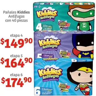 Soriana Híper Pañales Kiddies Antifugas con 40 piezas etapa 4 oferta
