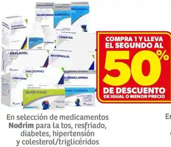 En selección de medicamentos Nodrim para la tos, resfriado, diabetes, hipertensión y colesterol/triglicéridos