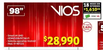 Soriana Híper VIOS Smart 4K UHD HDMI/USB/BT/Wi-Fi oferta