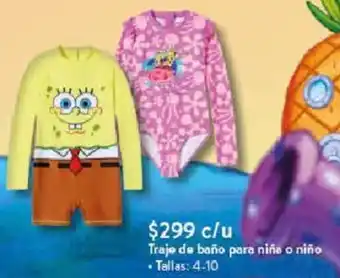 Walmart Traje de baño para niña o niño 4-10 oferta