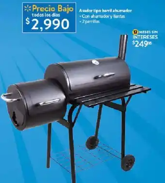 Asador tipo barril ahumador 2 parrillas