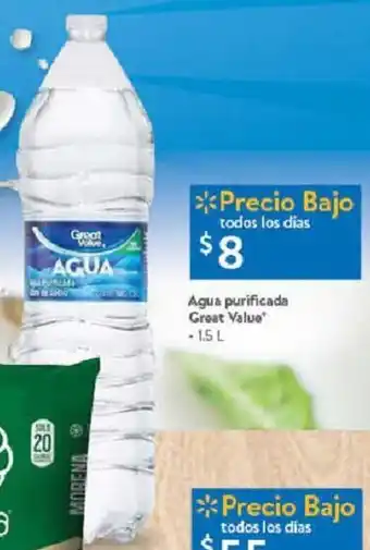 Walmart Agua purificada Great Value 1.5L oferta