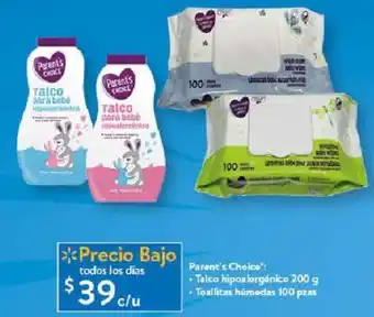 Parent's Choice Talco hipoalergénico 200g + Toallitas húmedas 100 pzas