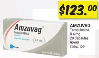 Farmacias Bazar AMZUVAG Tamsulosina 0.4mg 20 Cápsulas oferta