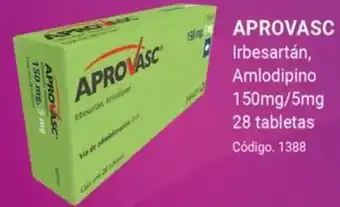 Farmacias Bazar APROVASC Irbesartán, Amlodipino 150mg/5mg 28 tabletas oferta