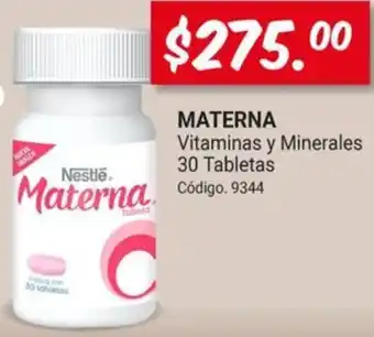 Farmacias Bazar MATERNA Vitaminas y Minerales 30 Tabletas oferta