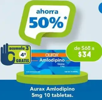 Farmacia San Pablo Aurax Amlodipino 5mg 10 tabletas oferta