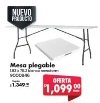Mesa plegable 1.83 x 75.2 blanco newstorm