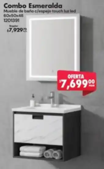 Hágalo Combo Esmeralda Mueble de baño c/espejo touch luz led 60x50x48 oferta