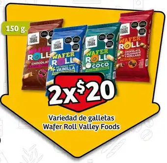 Variedad de galletas Wafer Roll Valley Foods 150 g. x 2