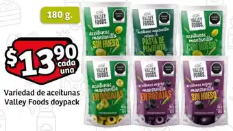 Variedad de aceitunas Valley Foods doypack 180G