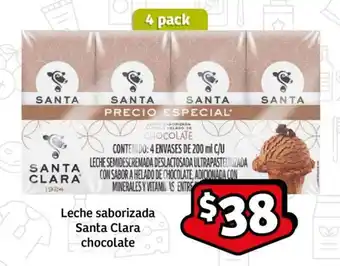 Soriana Mercado Leche saborizada Santa Clara chocolate 4 pack oferta