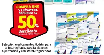 Selección medicamentos Nodrim para la tos, resfriado, para la diabetes, hipertensión y colesterol/triglicéridos