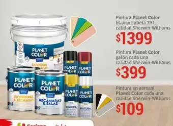 Soriana Mercado Pintura Planet Color blanco cubeta 19 L. calidad Sherwin-Williams oferta