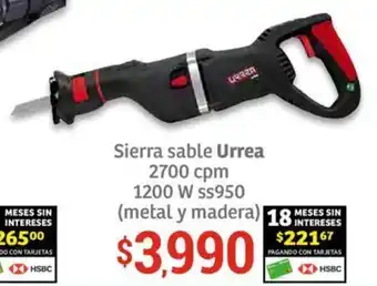 Sierra sable Urrea 2700 cpm 1200 W ss950 (metal y madera)