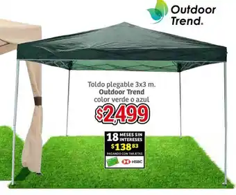 Soriana Mercado Toldo plegable 3x3 m. Outdoor Trend color verde o azul oferta