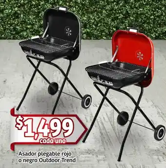 Soriana Mercado Asador plegable rojo o negro Outdoor Trend oferta