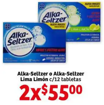 Soriana Mercado Alka-Seltzer o Alka-Selyzer Lima Limón c/12 Tabletas oferta