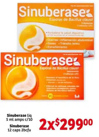 Sinuberase Liq 5ml amps c/10 Sinuberase 12 caps 2bcfu