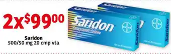 Soriana Mercado Saridon 500/50mg 20cmp vta oferta
