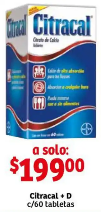 Soriana Mercado Citracal +D c/60 tabletas oferta