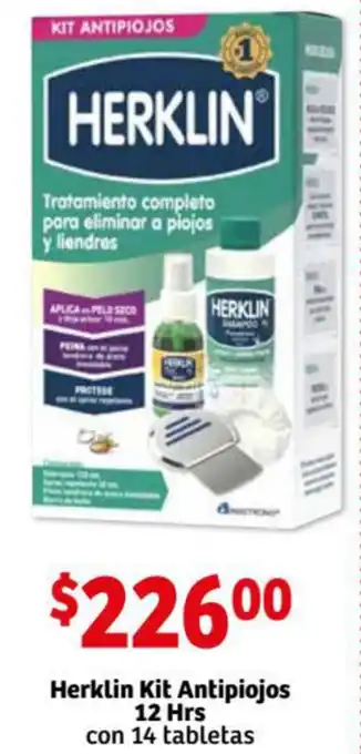 Soriana Mercado Herklin Kit Antipiojos 12 Hrs con 14 Tabletas oferta