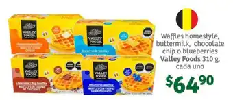 Soriana Súper Waffles homestyle, buttermilk, chocolate chip o blueberries Valley Foods 310 g. cada uno oferta