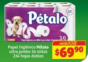 Soriana Súper Papel higiénico Pétalo ultra jumbo 16 rollos 234 hojas dobles oferta