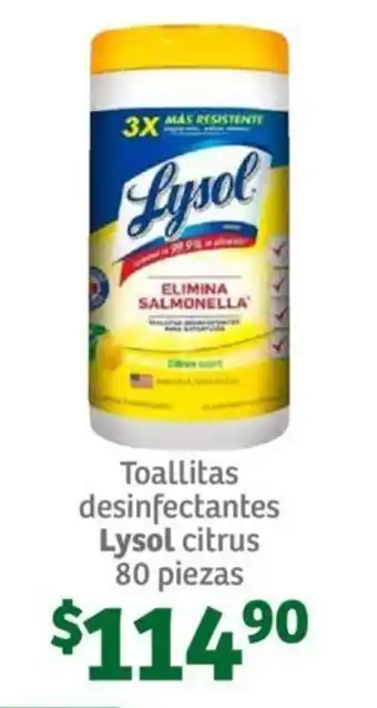 Toallitas desinfectantes Lysol citrus 80 piezas