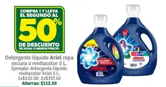 Soriana Súper Detergente líquido Ariel ropa oscura o revitacolor 5 L. oferta