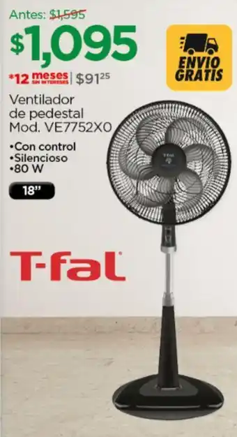 Chedraui T-fal Ventilador de pedestal 18" oferta