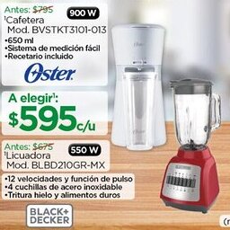 Chedraui Oster Cafetera Mod. BVSTKT3101-013 / BLACK+ DECKER Licuadora Mod. BLBD210GR-MX oferta