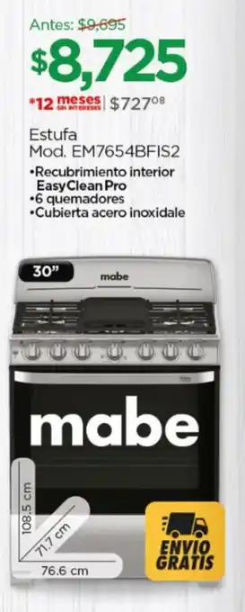 Chedraui mabe Estufa Mod. EM7654BFIS2 oferta