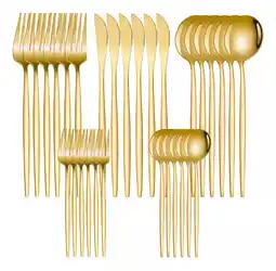Mercado Libre Juego De Cubiertos De Acero Inoxidable Dorado (30 Piezas) oferta