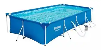 Mercado Libre Alberca estructural rectangular Bestway 15606 con capacidad de 7140 litros de 4.5m de largo x 220cm de ancho azul diseño mosa oferta
