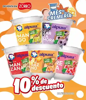 Zorro Yoghurt Alpura mango, zarzamora, manzana, durazno y fresa 24-125 gr. oferta