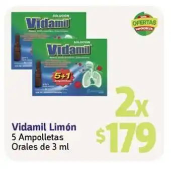 Vidamil Limón 5 Ampolletas Orales de 3 ml x 2