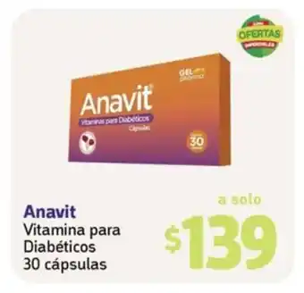 Farmacias YZA Anavit Vitamina para Diabéticos 30 cápsulas oferta