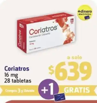 Farmacias YZA Coriatros 16 mg 28 tabletas oferta