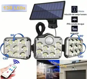 Mercado Libre 138 Led Luz Lámpara Solar Exteriore De Pared Sensor 3 Modos Color Negro oferta