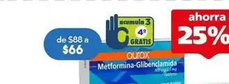 Farmacia San Pablo Aurax metformina-glibenclamida 500/2.5mg 30 tabletas oferta