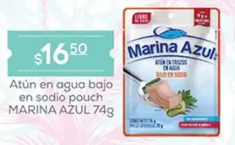 Atún en agua bajo en sodio pouch MARINA AZUL 74g