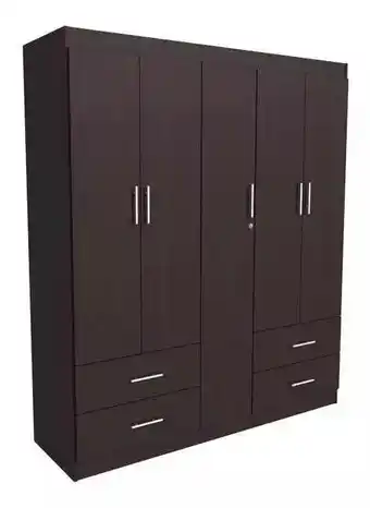 Ropero Mobi Muebles Sauce color chocolate de mdf con 5 puertas batientes